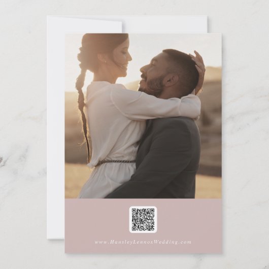 Boho Chic Dusty Roos Roze Multi Foto QR Code Save The Date (Achterkant)