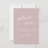 Boho Chic Dusty Roos Roze QR Code Details RSVP Kaartje (Voorkant)