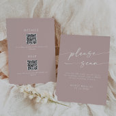 Boho Chic Dusty Roos Roze QR Code Details RSVP Kaartje