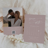 Boho Chic Dusty Roos Roze QR Code Fotokalender Save The Date