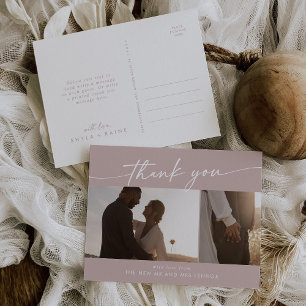 Boho Chic Dusty Roos roze trouwfoto dank u Briefkaart