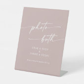 Boho Chic Dusty Roos Roze Trouwfotocabine Reclamebord Met Voetstuk (Voorkant)