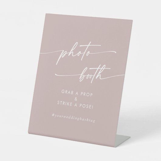 Boho Chic Dusty Roos Roze Trouwfotocabine Reclamebord Met Voetstuk (Voorkant)