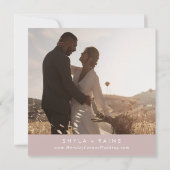 Boho Chic Dusty Roos Roze Vierkant Foto Terug Save The Date (Achterkant)