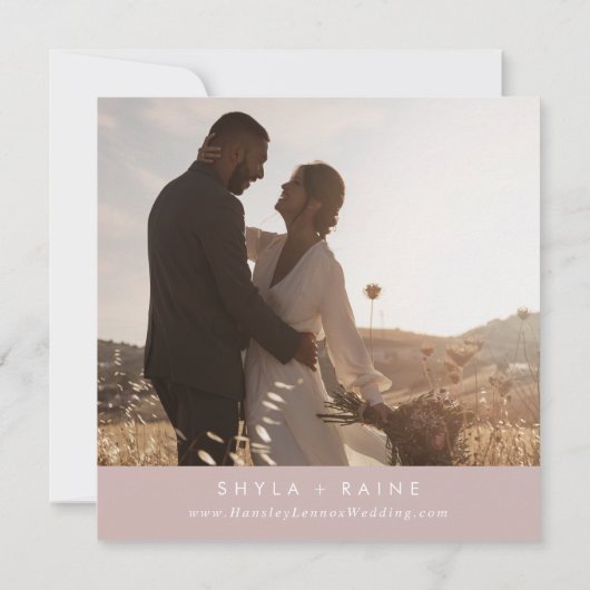 Boho Chic Dusty Roos Roze Vierkant Foto Terug Save The Date (Achterkant)