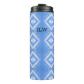 Boho Chic Dye Blue en White Thermal Tumbler Thermosbeker (Voorkant)