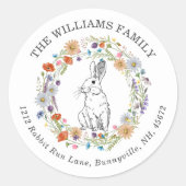 Boho Chic Easter Bunny Waterverf Wildbloemen Ronde Sticker (Voorkant)