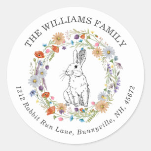 Boho Chic Easter Bunny Waterverf Wildbloemen Ronde Sticker