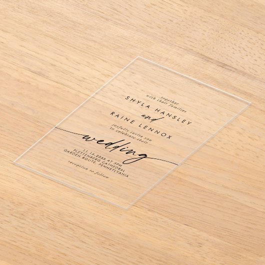 Boho Chic Eenvoudige Rustieke Transparante Acryl B Acryl Uitnodigingen (Laagn)