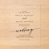 Boho Chic Eenvoudige Rustieke Transparante Acryl B Uitnodigingen (Voorkant)