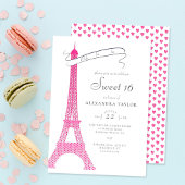 Boho Chic Eiffel Paris Simple Calligraphy Sweet 16 Kaart