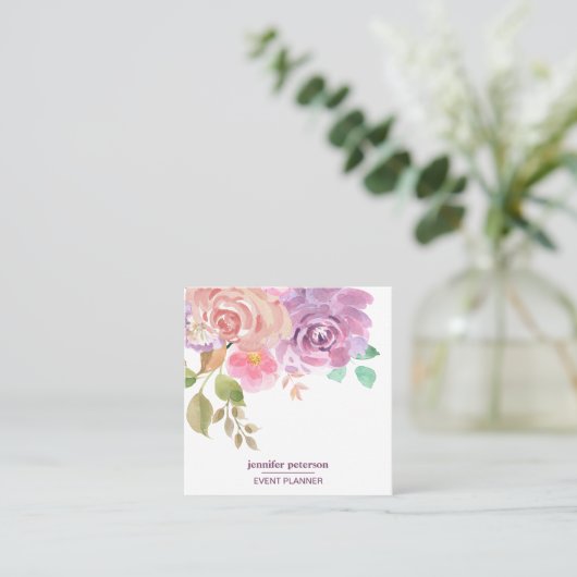 Boho chic Elegant bloom peony Social Media Icons Vierkante Visitekaartje (Staand voorkant)