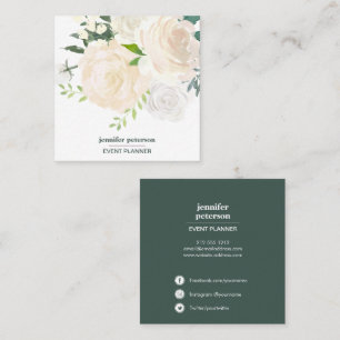 Boho chic Elegant Ivory peony Social Media Icons Vierkante Visitekaartje