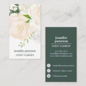 Boho chic Elegant Ivory peony Social Media Pictogr Visitekaartje (Voorkant / Achterkant)