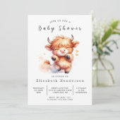 Boho Chic Elegant Koe Baby shower Kaart (Staand voorkant)