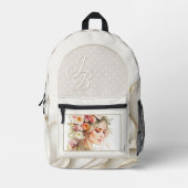 Boho Chic Elegant Monogram Bedrukte Rugzak (Voorkant)