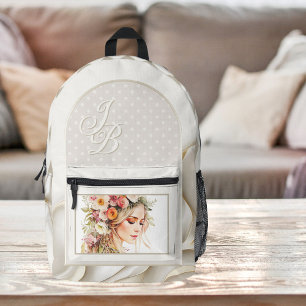 Boho Chic Elegant Monogram Bedrukte Rugzak