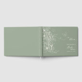 Boho Chic Elegant Sage Green Floral Baby shower Gastenboek (Volledig)