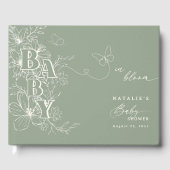 Boho Chic Elegant Sage Green Floral Baby shower Gastenboek (Voorkant)