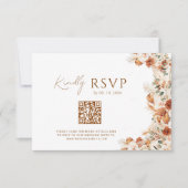 Boho Chic Elegant Script Wedding Website QR Code RSVP Kaartje (Voorkant)