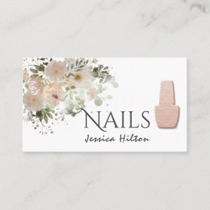 Boho chic elegant soft roze waterverf florale nage visitekaartje