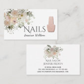 Boho chic elegant soft roze waterverf florale nage visitekaartje (Voorkant / Achterkant)