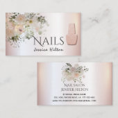 Boho chic elegant soft roze waterverf florale nage visitekaartje (Voorkant / Achterkant)