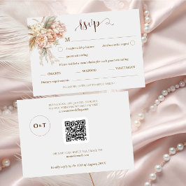 Boho Chic Elegante Bloemen QR Code Huwelijk RSVP K Kaartje