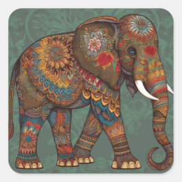 Boho Chic Elephant Sticker met  Decoraties