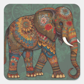 Boho Chic Elephant Sticker met Decoraties
