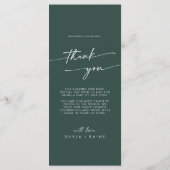 Boho Chic Emerald Green Bedankt en bruiloft Menu (Achterkant)