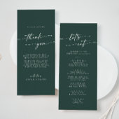 Boho Chic Emerald Green Bedankt en bruiloft Menu