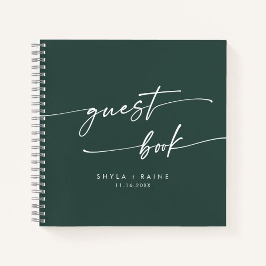 Boho Chic Emerald Green bruiloft gastenboek Notitieboek (Voorkant)