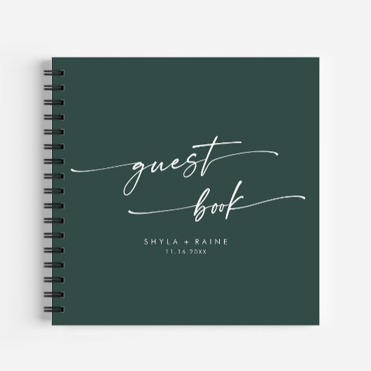 Boho Chic Emerald Green bruiloft gastenboek Notitieboek