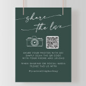 Boho Chic Emerald Green Deel de liefde QR-code Perfect Poster