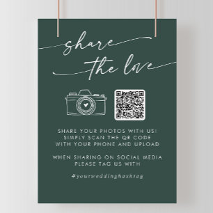 Boho Chic Emerald Green Deel de liefde QR-code Perfect Poster