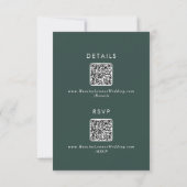 Boho Chic Emerald Green QR Code Details RSVP Kaartje (Achterkant)