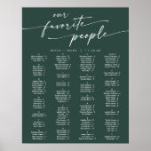 Boho Chic Emerald Groen Afdrukbare Zitkaart Poster (Voorkant)