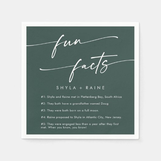 Boho Chic Emerald Groen Bruiloft Fact Servetten (Voorkant)