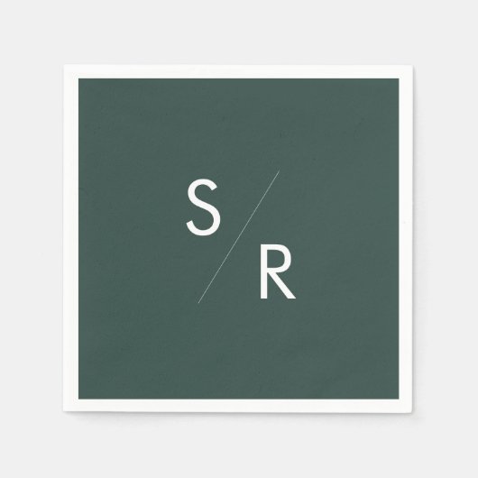 Boho Chic Emerald Groen Monogrammed Servetten (Voorkant)