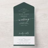 Boho Chic Emerald Groene Maaltijd Keuze RSVP Bruil All In One Uitnodiging (Binnen)