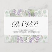 Boho Chic Eucalyptus & Lavendel Bruiloft RSVP Briefkaart (Voorkant)