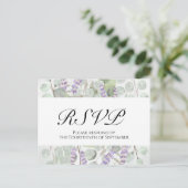 Boho Chic Eucalyptus & Lavendel Bruiloft RSVP Briefkaart (Staand voorkant)