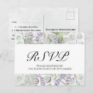 Boho Chic Eucalyptus & Lavender Trouw RSVP Briefkaart