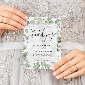 Boho Chic Eucalyptus & Paarse Floral Wedding Kaart