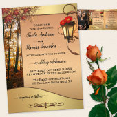 Boho Chic Fall Wedding Tri-voudig Wedding Invitati Drieluik Uitnodiging