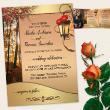 Boho Chic Fall Wedding Tri-voudig Wedding Invitati