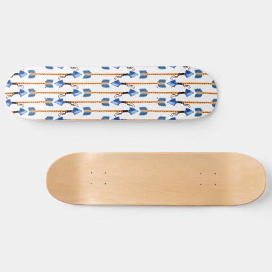 boho chic feather arrow native pattern skateboard (Horizontaal)