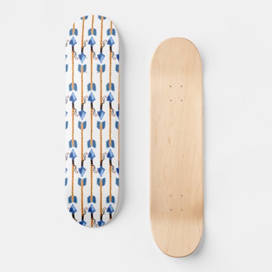 boho chic feather arrow native pattern skateboard (Voorkant)