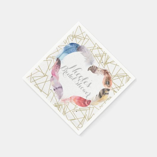 Boho Chic Feather Heart Bohemian Glam Party Servet (Hoek)